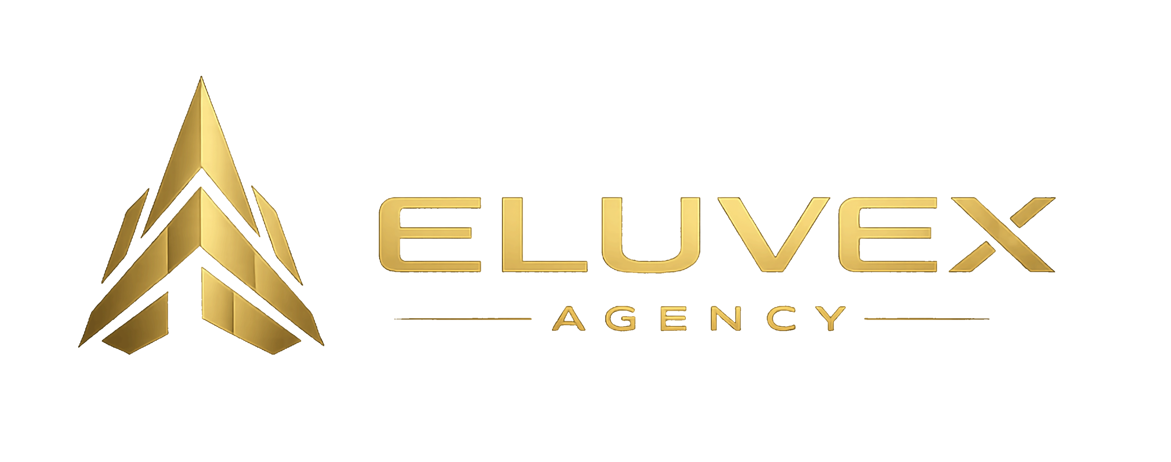 Eluvex Agency logo — geometric gold chevron