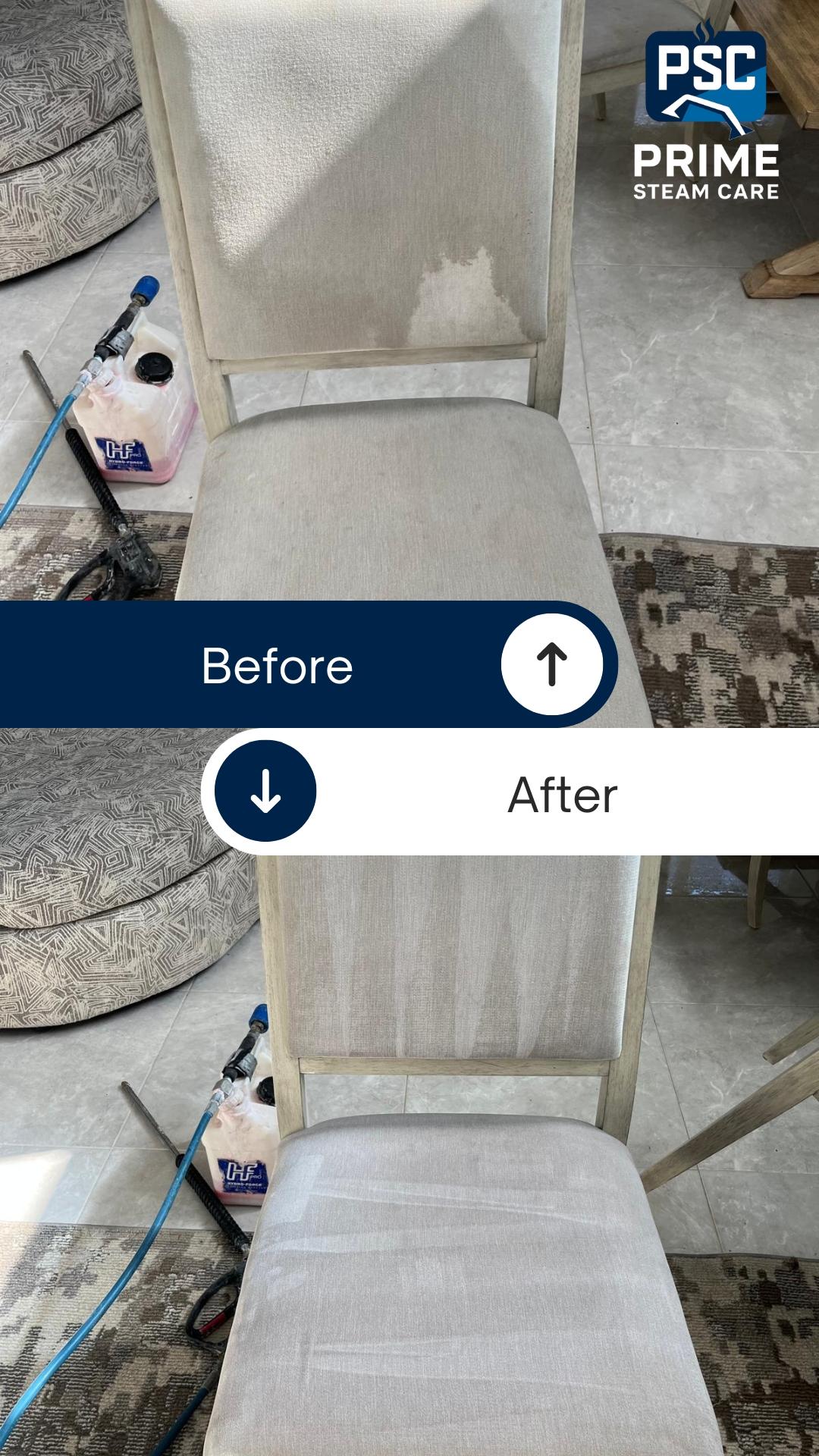 Prime Steam Care upholstery before and after 1