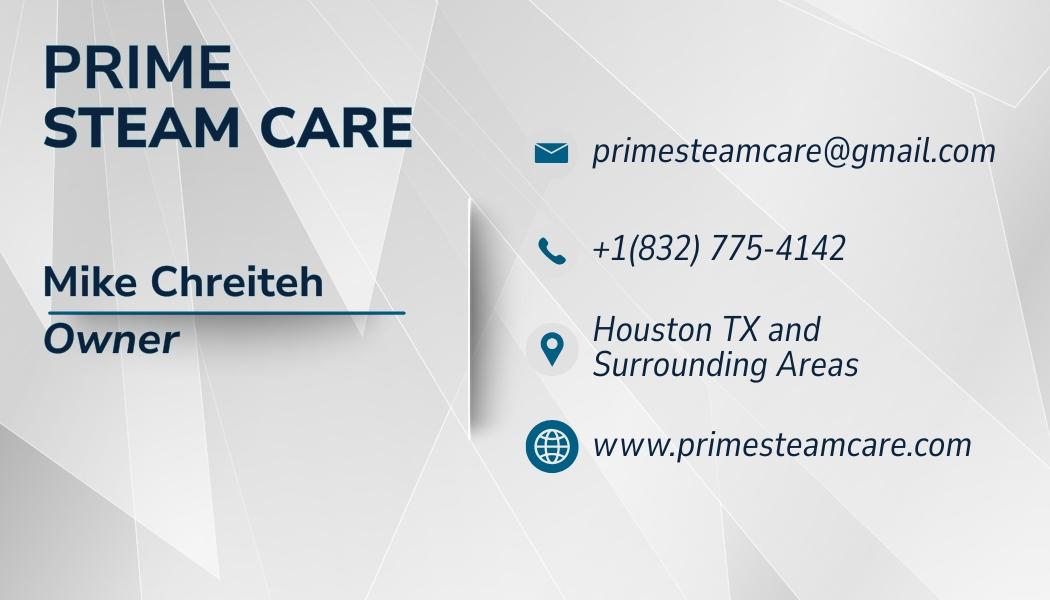 Prime Steam Care business card back