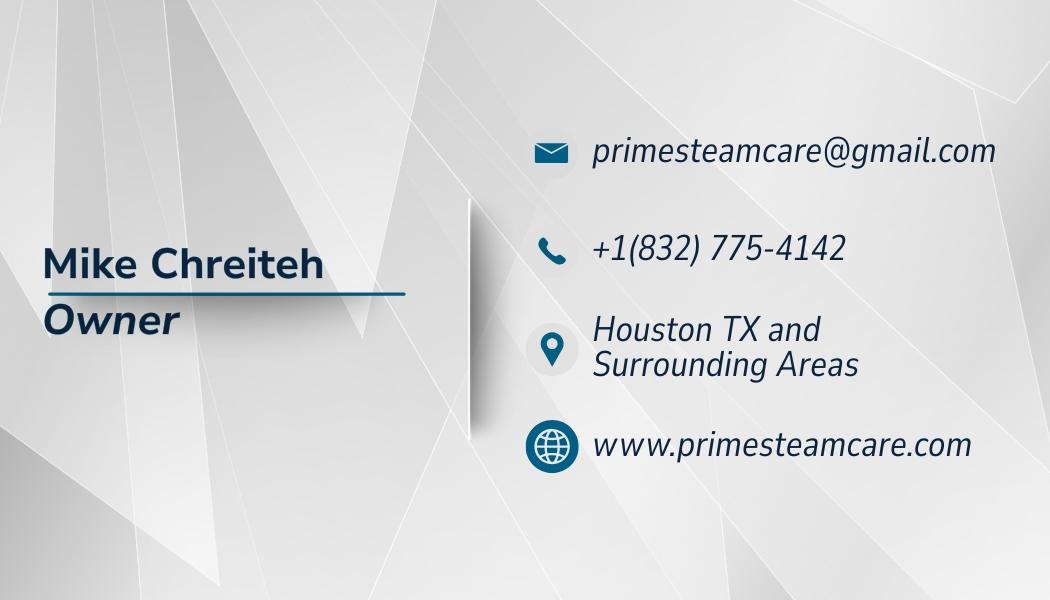 Prime Steam Care alternate business card back