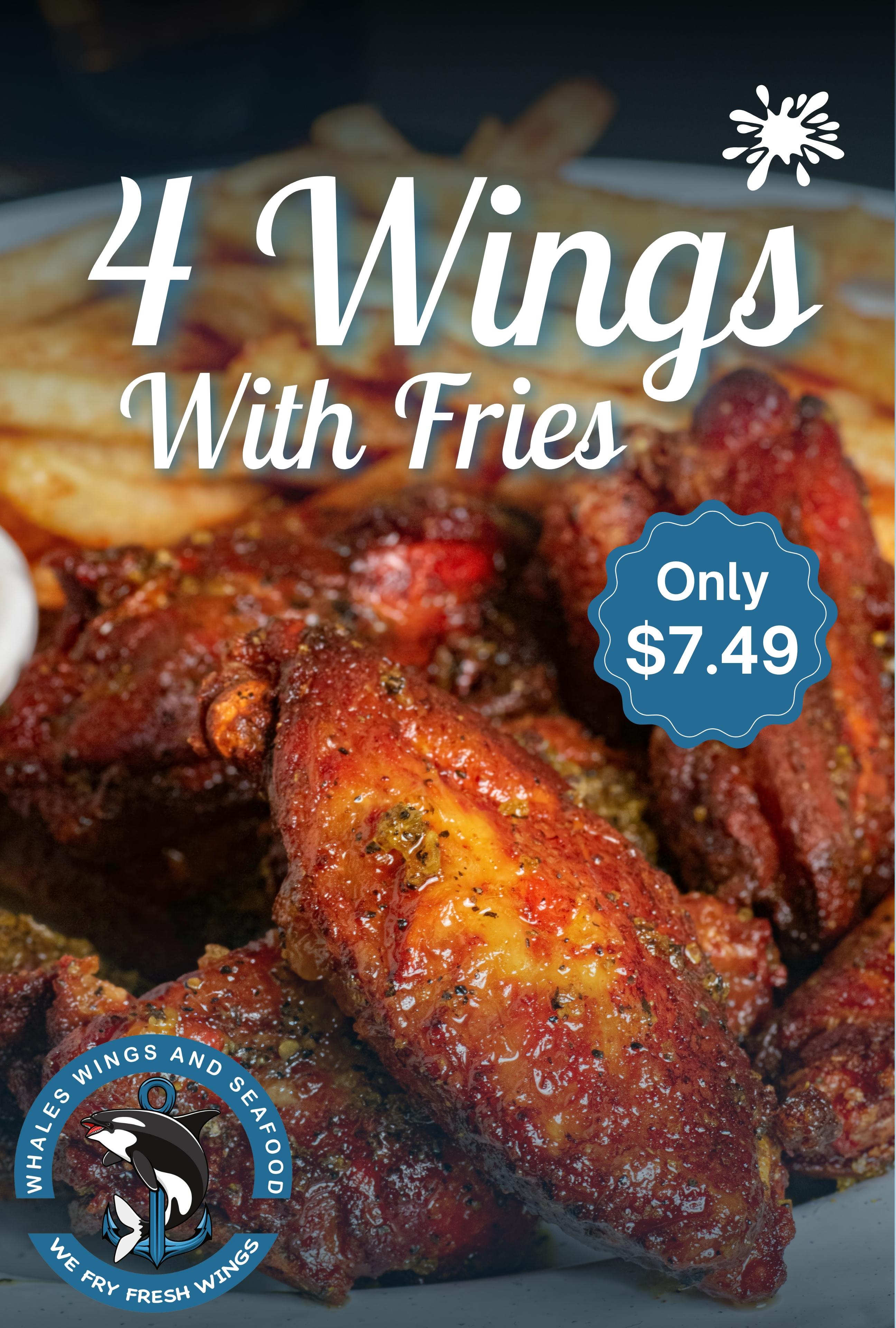 Whale Wings Seafood poster design 1